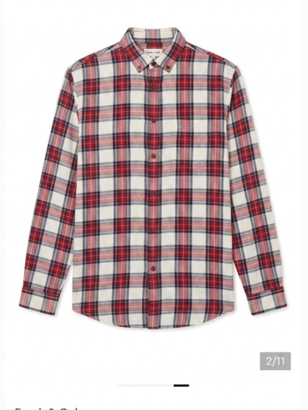 Frank + Oak men's red plaid button down shirt size L